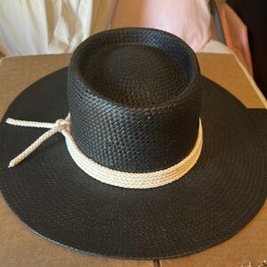Gigi Pip Black Straw Hat with Cream Band